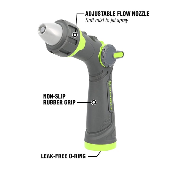 Heavy Duty Twist-Action Adjustable Flow Garden Hose Nozzle